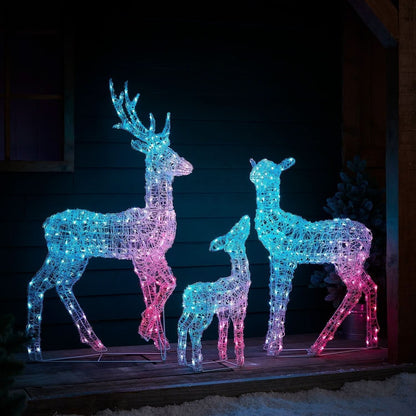Smart RGB LED Light-Up Reindeer Set with Wi-Fi Control