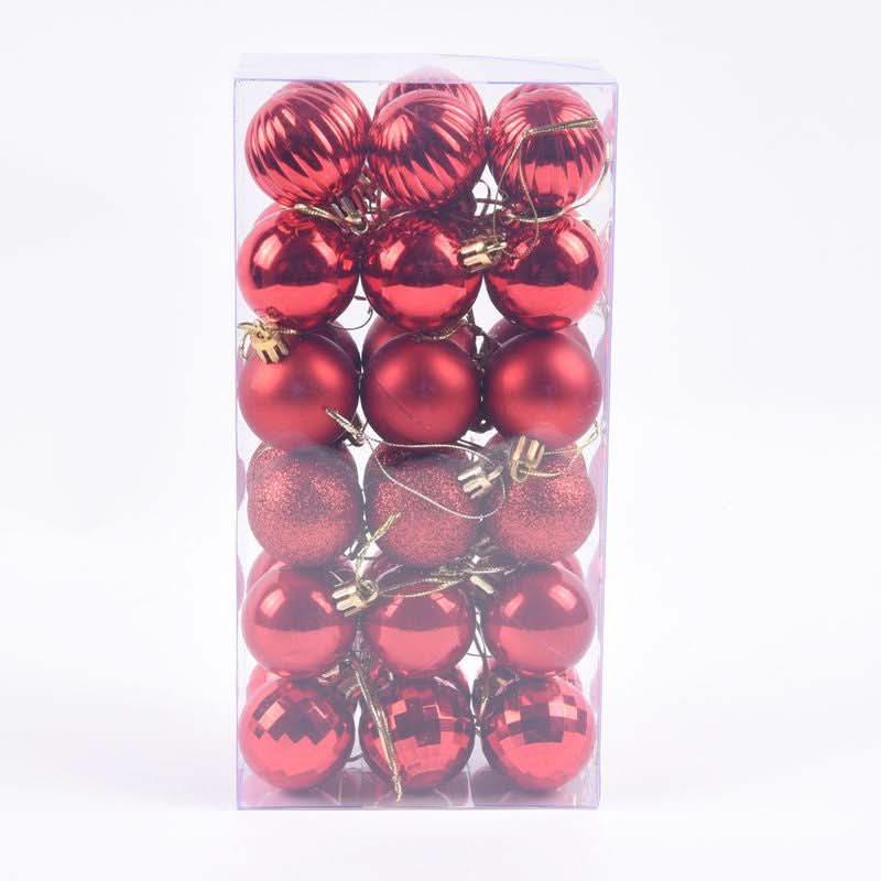 Christmas Tree Baubles – 36 Pieces | 4cm Colourful Glitter Ornaments