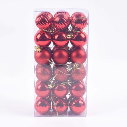 Christmas Tree Baubles – 36 Pieces | 4cm Colourful Glitter Ornaments