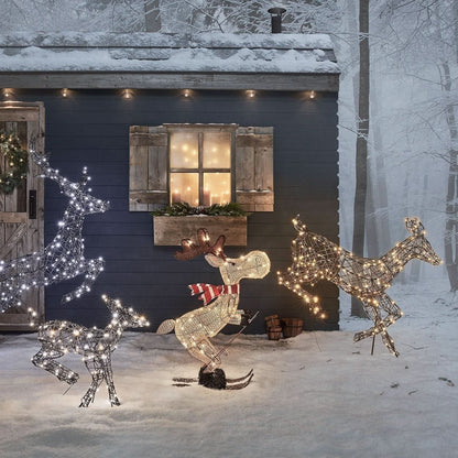 86cm Illuminated Skiing Reindeer with 50 Warm White LEDs
