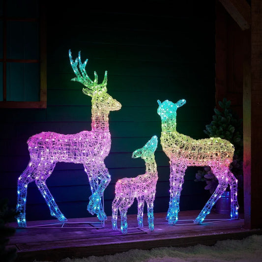 Smart RGB LED Light-Up Reindeer Set with Wi-Fi Control