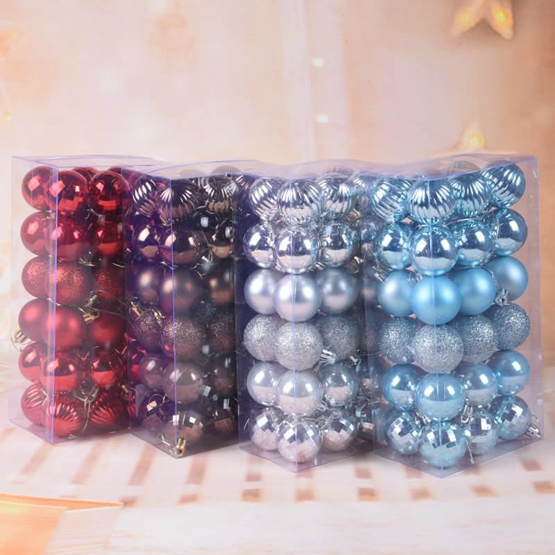 Christmas Tree Baubles – 36 Pieces | 4cm Colourful Glitter Ornaments