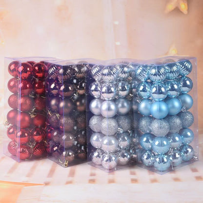 Christmas Tree Baubles – 36 Pieces | 4cm Colourful Glitter Ornaments