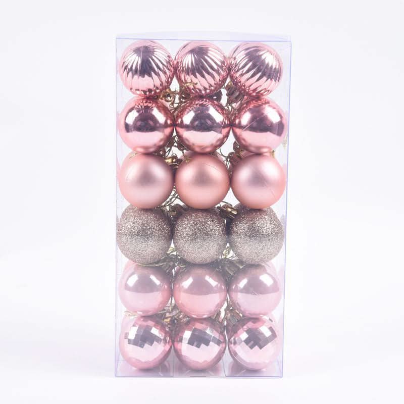 Christmas Tree Baubles – 36 Pieces | 4cm Colourful Glitter Ornaments