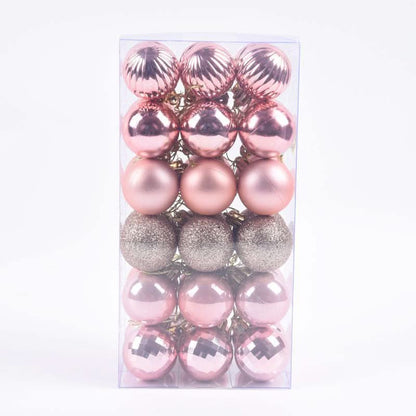 Christmas Tree Baubles – 36 Pieces | 4cm Colourful Glitter Ornaments