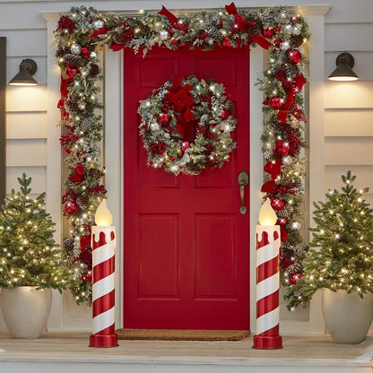 91cm Sparkling Candy Cane Candle Set with LED Lights