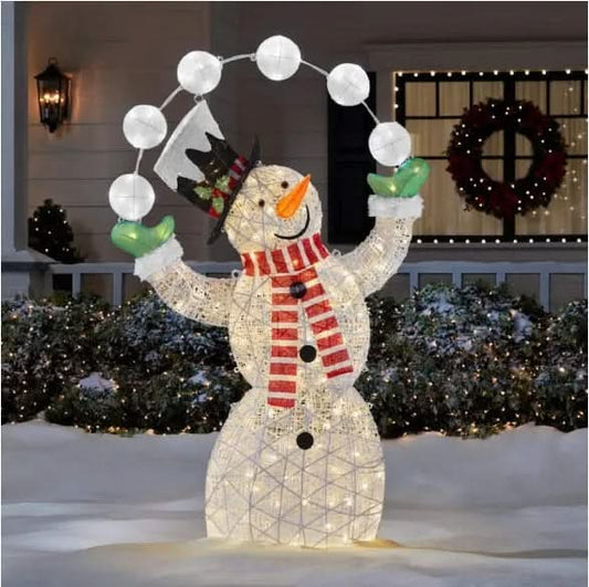 1.82m Illuminated Snowman with 156 Warm White LEDs
