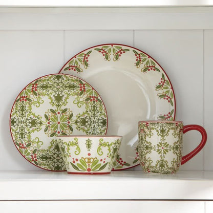 16-Piece Christmas Colours Porcelain Set – Service for 4 People