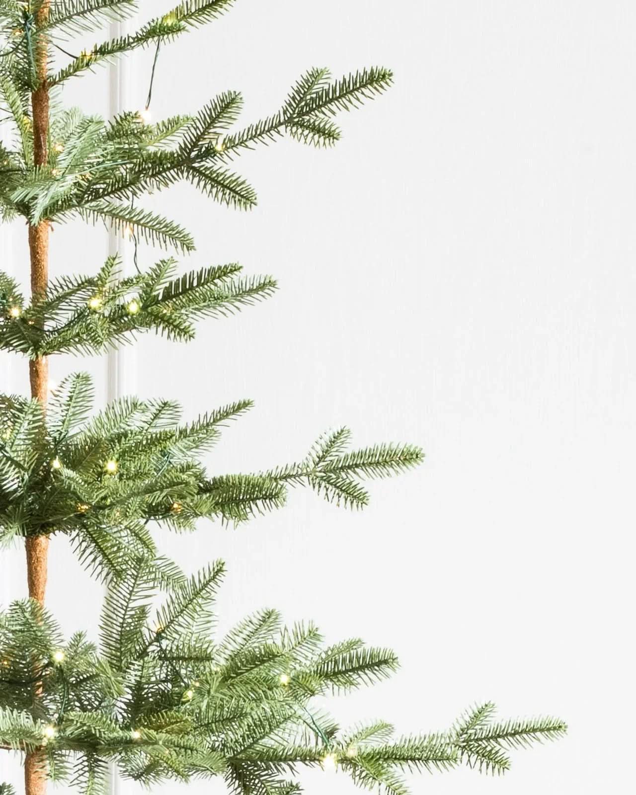 Slim Alpine Christmas Tree with Hinged Branches, Metal Stand and Built-In Micro LEDs