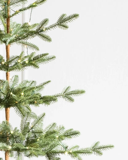 Slim Alpine Christmas Tree with Hinged Branches, Metal Stand and Built-In Micro LEDs