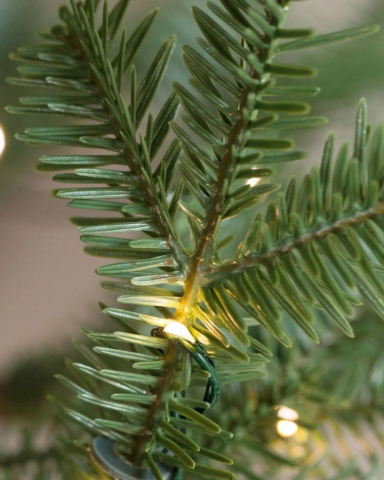 Slim Alpine Christmas Tree with Hinged Branches, Metal Stand and Built-In Micro LEDs