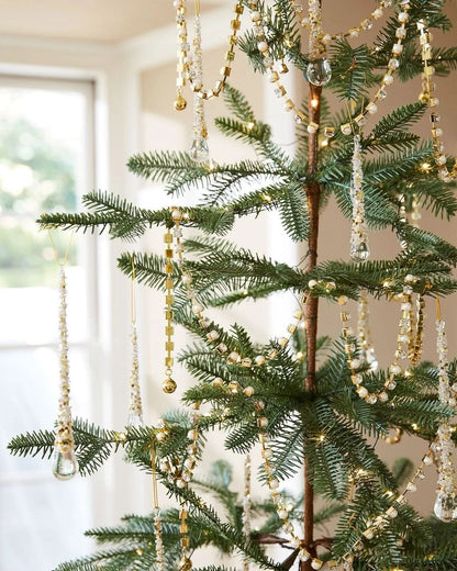 Slim Alpine Christmas Tree with Hinged Branches, Metal Stand and Built-In Micro LEDs
