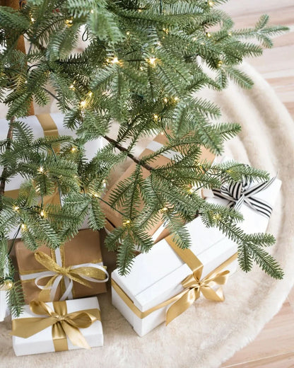 Slim Alpine Christmas Tree with Hinged Branches, Metal Stand and Built-In Micro LEDs