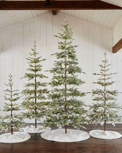 Slim Alpine Christmas Tree with Hinged Branches, Metal Stand and Built-In Micro LEDs