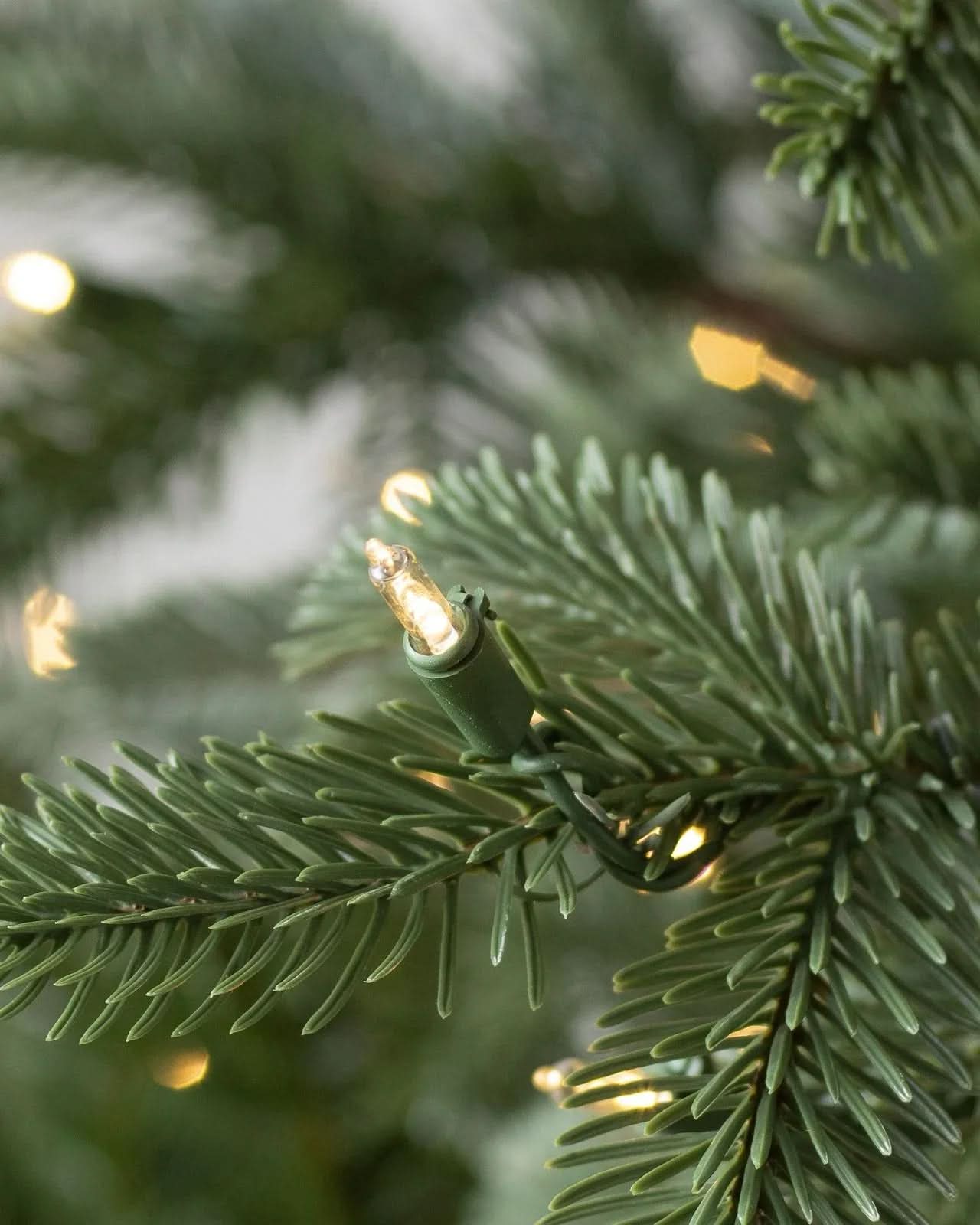 European Fir Christmas Tree with Hinged Branches, Metal Stand and Built-In Micro LEDs