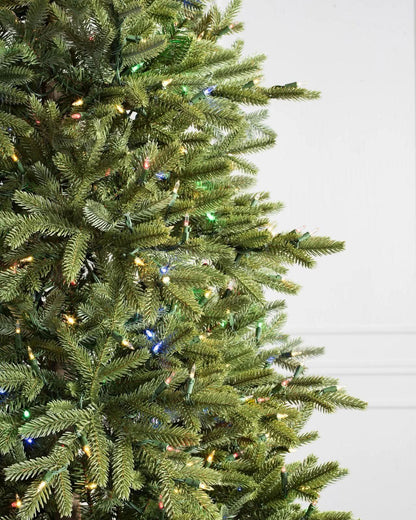 Norway Spruce Christmas Tree with Hinged Branches, Metal Stand and Built-In Multicolour Micro LEDs