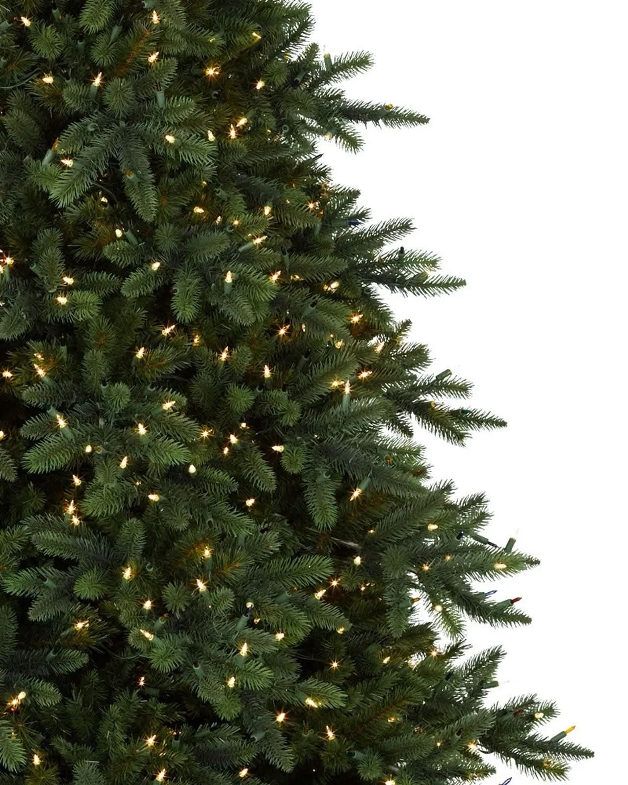 California Baby Redwood Christmas Tree with Hinged Branches, Metal Stand and Built-In Micro LEDs