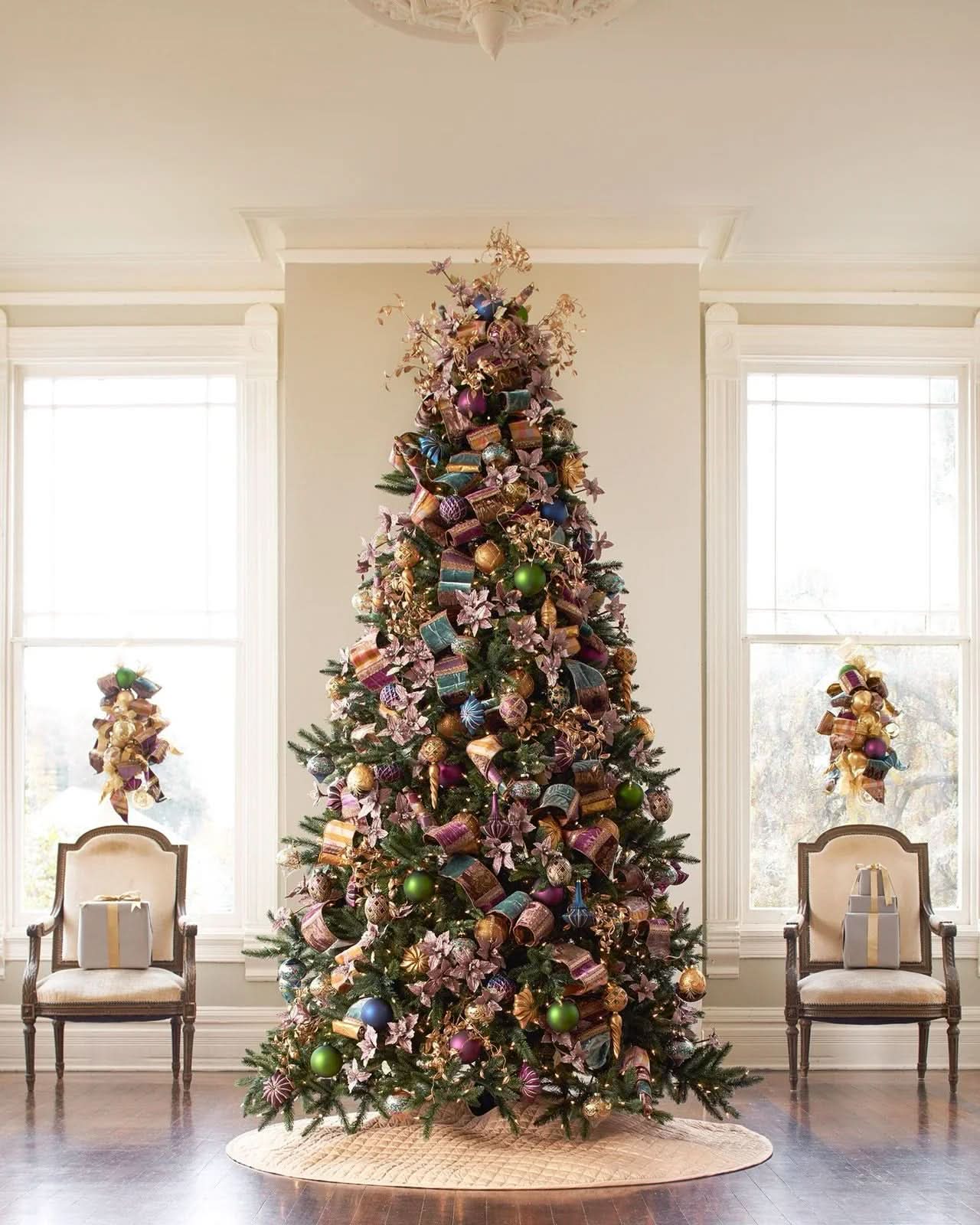 California Baby Redwood Christmas Tree with Hinged Branches, Metal Stand and Built-In Micro LEDs