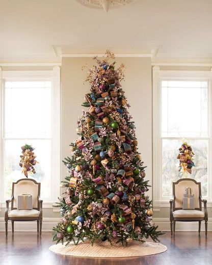 California Baby Redwood Christmas Tree with Hinged Branches, Metal Stand and Built-In Micro LEDs