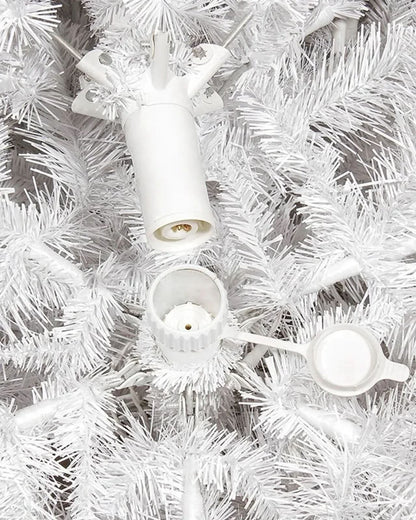 Classic White Christmas Tree with Hinged Branches, Metal Stand and Built-In Micro LEDs