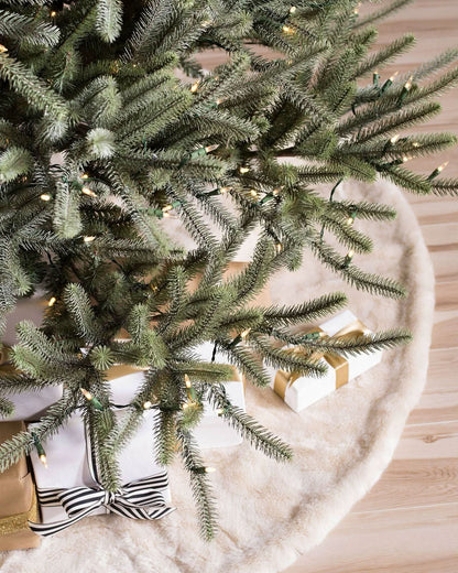 Sanibel Spruce Christmas Tree with Hinged Branches, Metal Stand and Built-In Micro LEDs