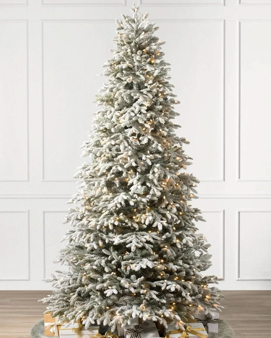 Nevada Frosted Fraser Christmas Tree with Hinged Branches, Metal Stand and Built-In Micro LEDs
