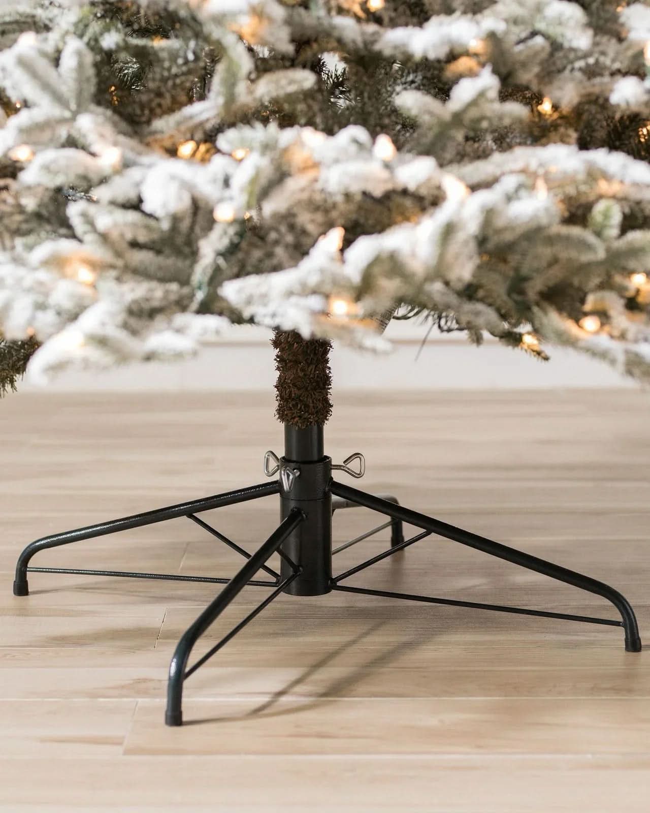 Nevada Frosted Fraser Christmas Tree with Hinged Branches, Metal Stand and Built-In Micro LEDs