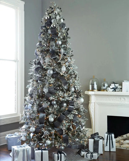 Nevada Frosted Fraser Christmas Tree with Hinged Branches, Metal Stand and Built-In Micro LEDs