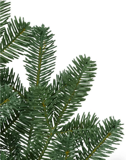 Green White Spruce Christmas Tree with Hinged Branches, Metal Stand and Built-In Micro LEDs