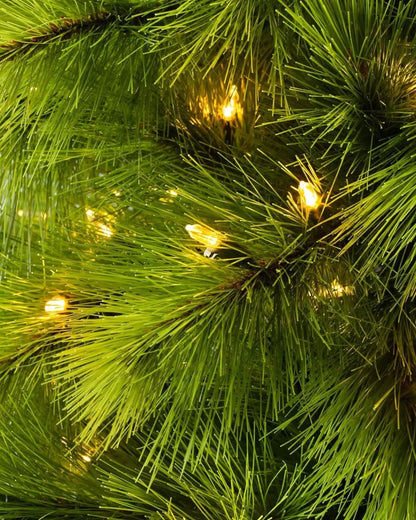 Monterey Pine Slim Christmas Tree with Hinged Branches, Metal Stand and Built-In Micro LEDs
