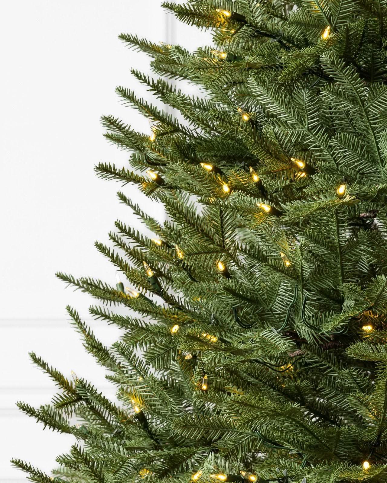 Premium Green Flip Tree Christmas Tree with Hinged Branches, Metal Stand with Wheels and Built-In Micro LEDs