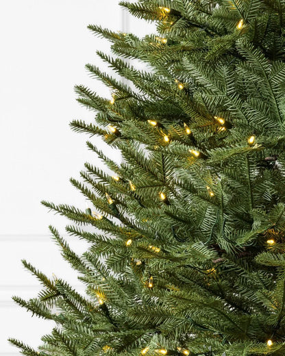 Premium Green Flip Tree Christmas Tree with Hinged Branches, Metal Stand with Wheels and Built-In Micro LEDs