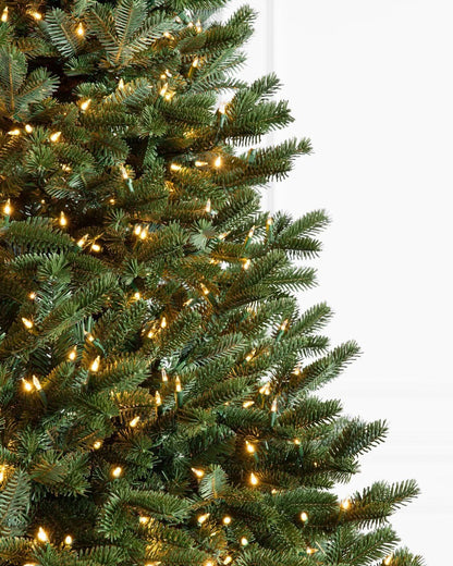 Traditional Green Christmas Tree with Hinged Branches, Metal Stand and Built-In Micro LEDs