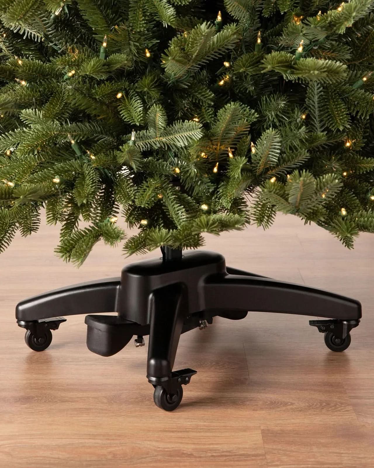 Premium Green Christmas Tree with Hinged Branches, Metal Stand with Wheels and Built-In Micro LEDs