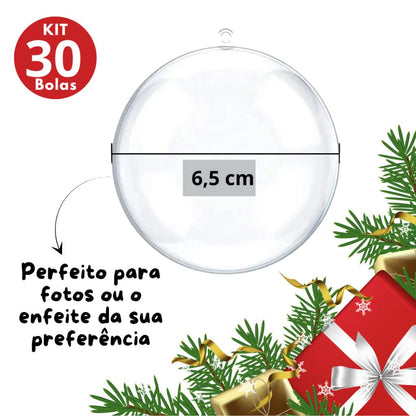 30 Christmas Baubles Acrylic Sphere for Photos and Keepsakes 6.5cm