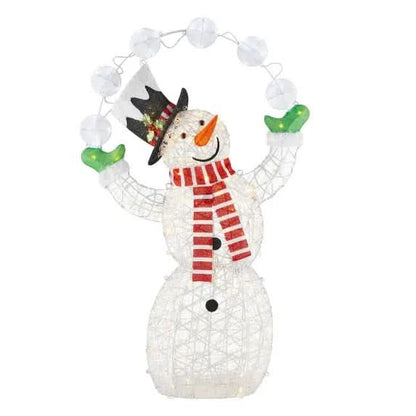 1.82m Illuminated Snowman with 156 Warm White LEDs