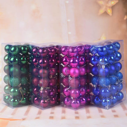 Christmas Tree Baubles – 36 Pieces | 4cm Colourful Glitter Ornaments