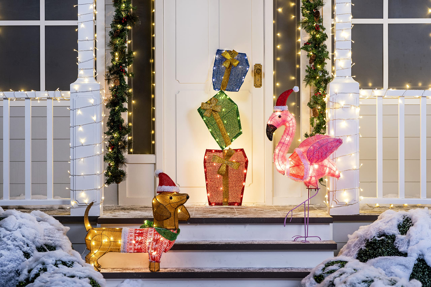 61cm LED Garden Sausage Dog Tinsel Light with 40 Warm White LEDs