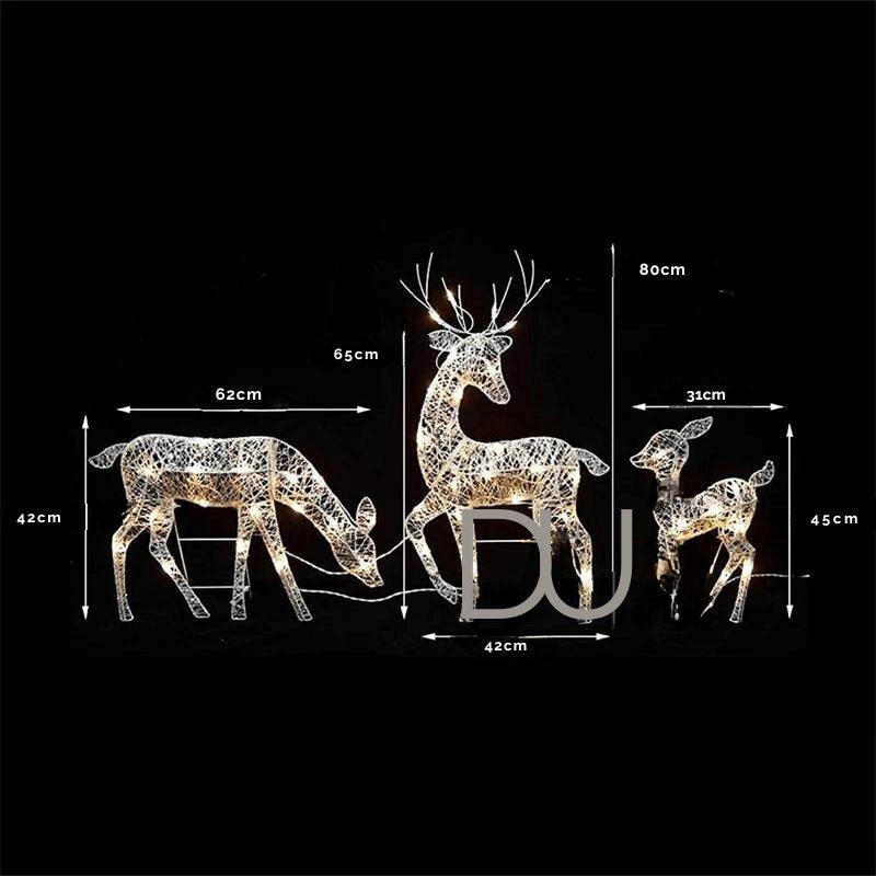 Illuminated Christmas Reindeer – Set of 3 (Dual Voltage)