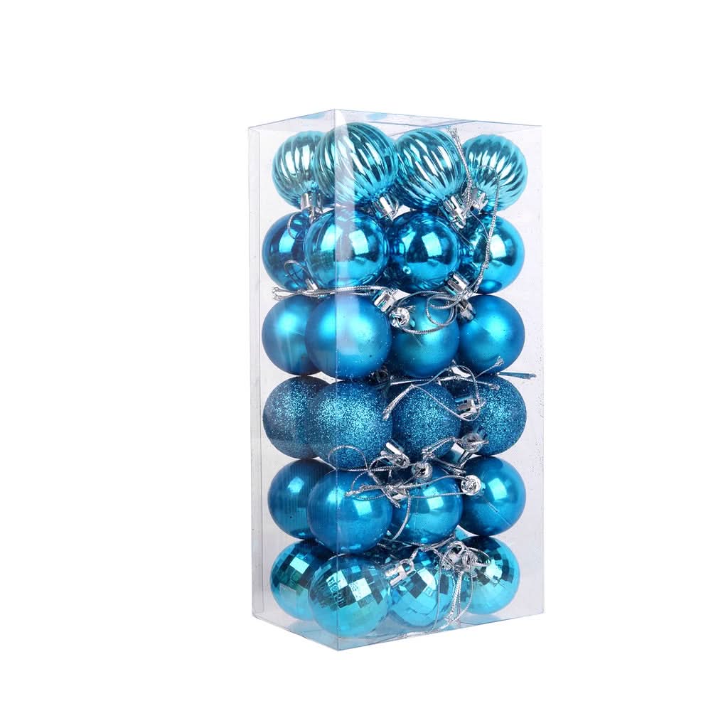 Christmas Tree Baubles – 36 Pieces | 4cm Colourful Glitter Ornaments