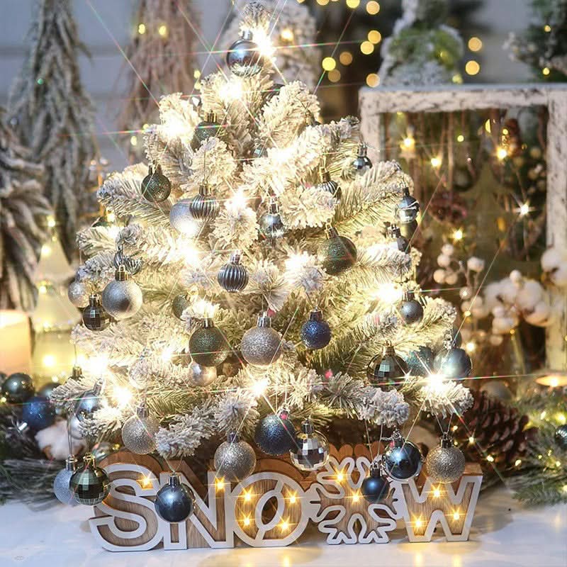 64-Piece Christmas Bauble Set – Gold & Blue