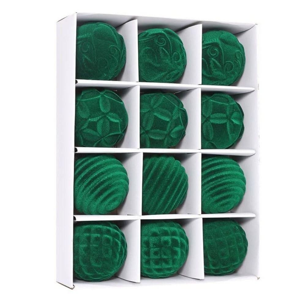 Set of 12 Velvet Christmas Baubles – 6cm